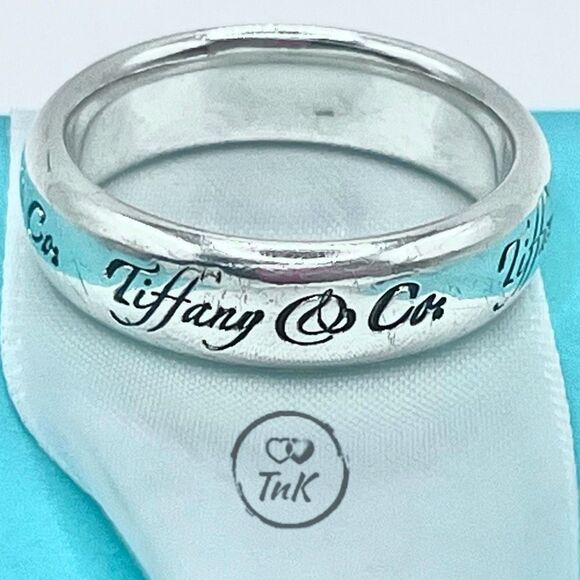 Tiffany & Co. Jewelry - Tiffany & Co. Wide Notes Script Silver Ring - Sz 7.5